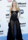 Worst dressed: Jennifer Morrison wore a see-through Kristian Aadnevik AW13 gown.