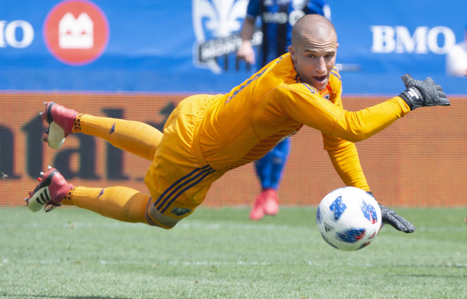 Montreal Impact goalkeeper Evan Bush led MLS in saves in 2018. (Paul Chiasson/The Canadian Press via AP)