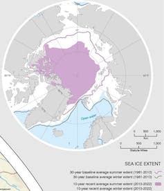 Map of Arctic sea ice changes