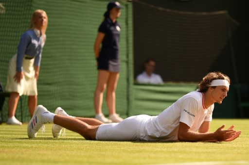 Down and out: Alexander Zverev