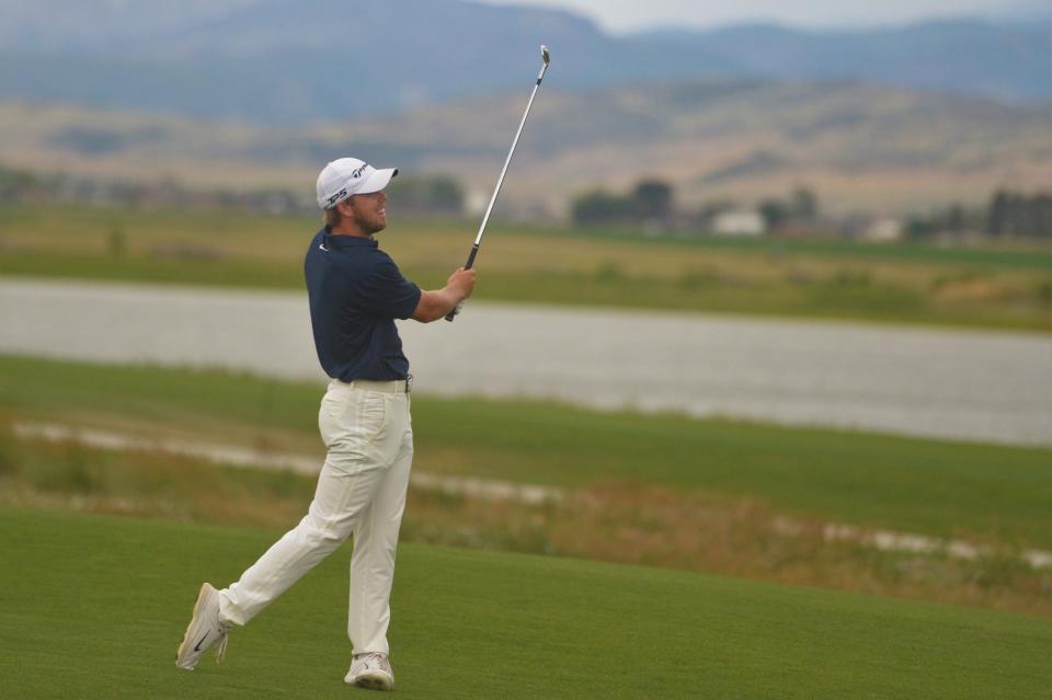 Golfer Pierceson Coody watches a shot during the first round of The Ascendant at TPC Colorado on June 30, 2022.