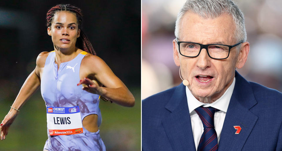 Pictured left to right, Aussie sprint sensation Torrie Lewis and iconic commentator Bruce McAvaney.