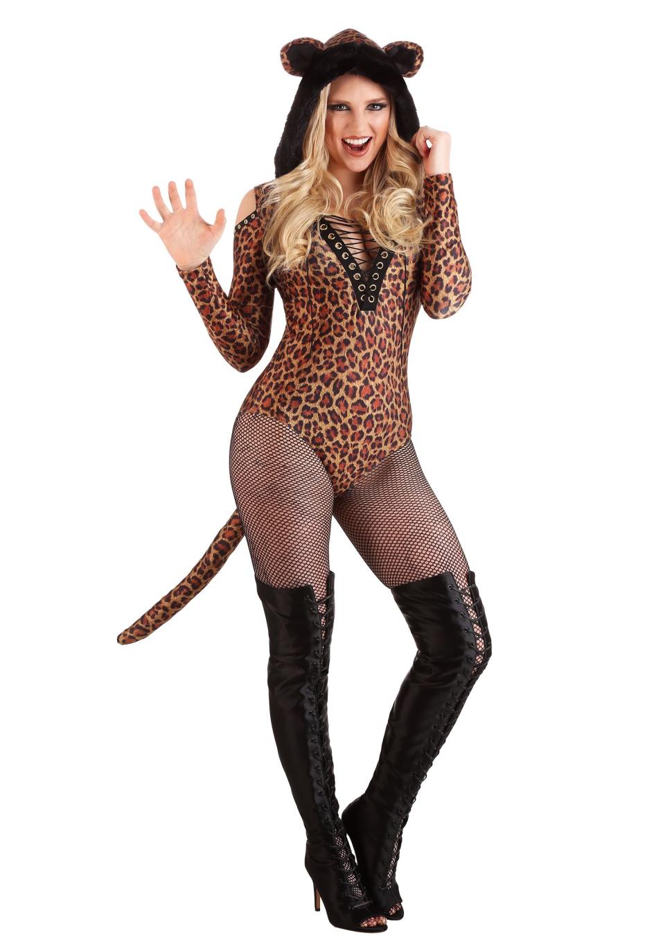 Women's Leopard Leotard Costume. Photo via halloweencostumes.com