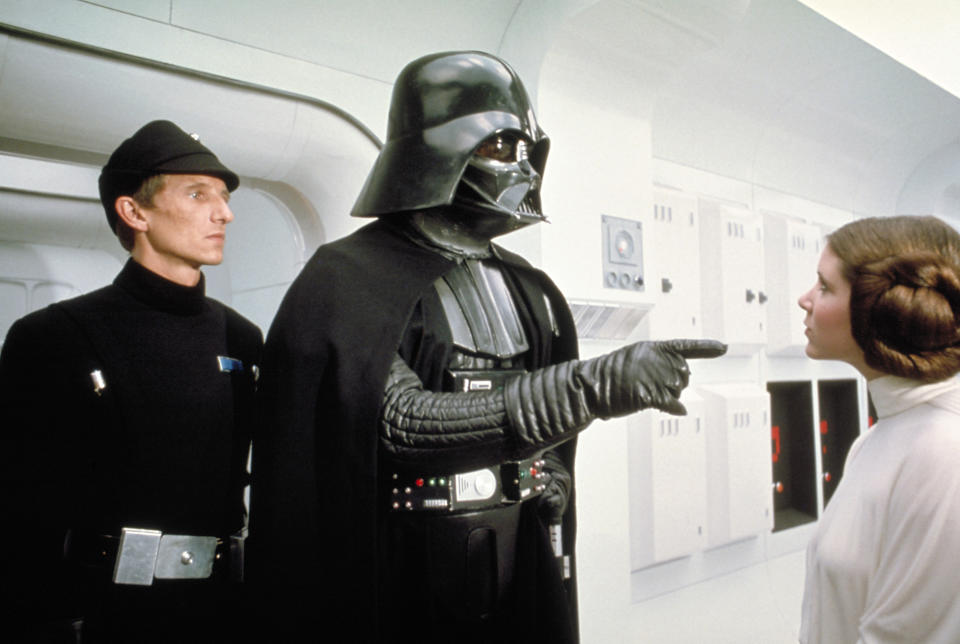 James Earl Jones / David Prowse as Darth Vader and Carrie Fisher in "Star Wars"