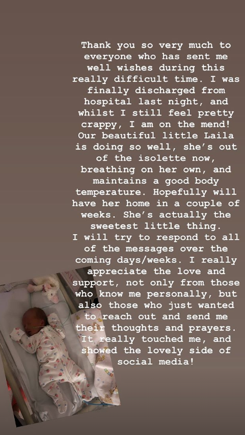 Emily shared an update on her daughter's health, and her own. Instagram/emilyghougassian