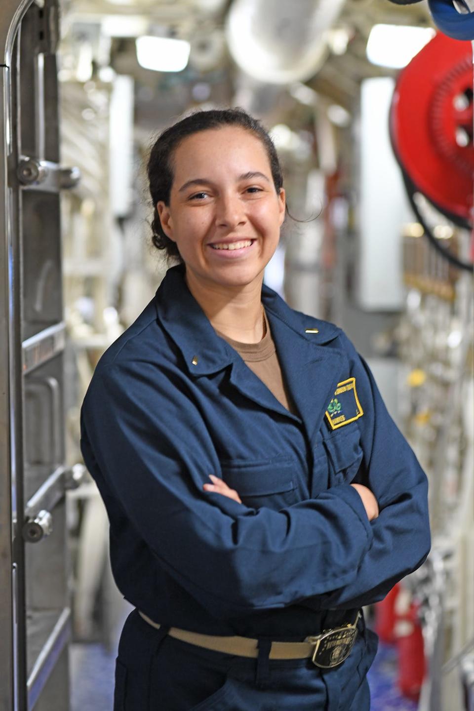 Ensign Catherine Hawkes serves in Japan aboard a forward-deployed U.S. Navy warship.