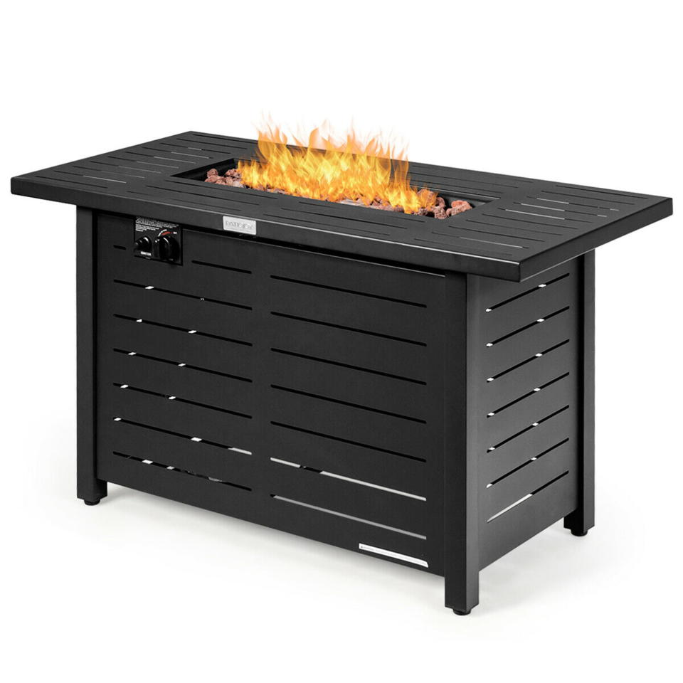 <p><a href="https://go.redirectingat.com?id=74968X1596630&url=https%3A%2F%2Fwww.walmart.com%2Fip%2FGymax-42-Rectangular-Propane-Gas-Fire-Pit-60-000-Btu-Heater-Outdoor-Table-W-Cover%2F686572900&sref=https%3A%2F%2Fwww.popularmechanics.com%2Fhome%2Fg35771707%2Fbest-fire-pit-tables%2F" rel="nofollow noopener" target="_blank" data-ylk="slk:Shop Now;elm:context_link;itc:0;sec:content-canvas" class="link ">Shop Now</a></p><p>Rectangular Fire Pit Table</p><p>$279.99</p><p>walmart.com</p>