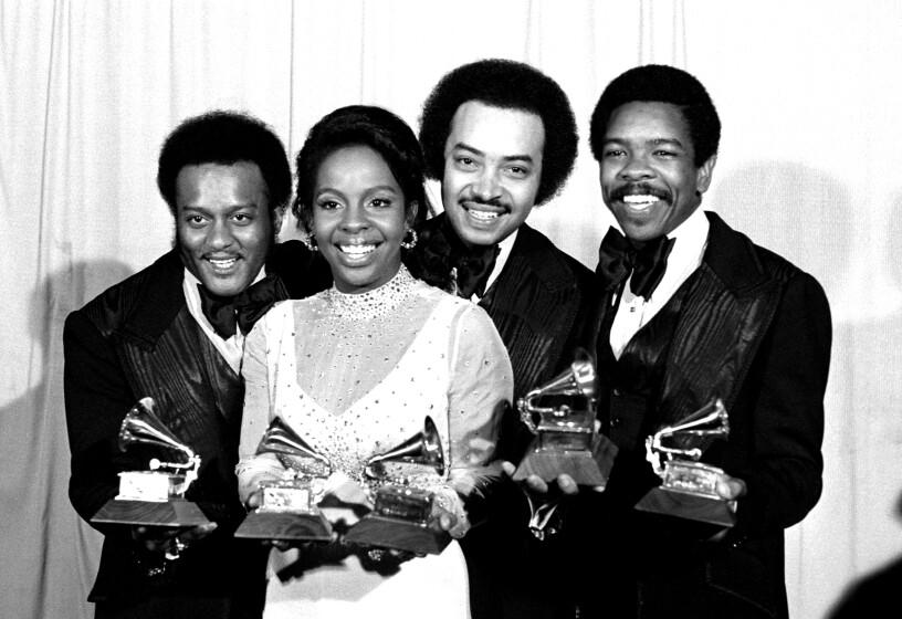 Gladys Knight and The Pips backstage at the 16th Annual Grammy Awards at the Hollywood Palladium in 1974.