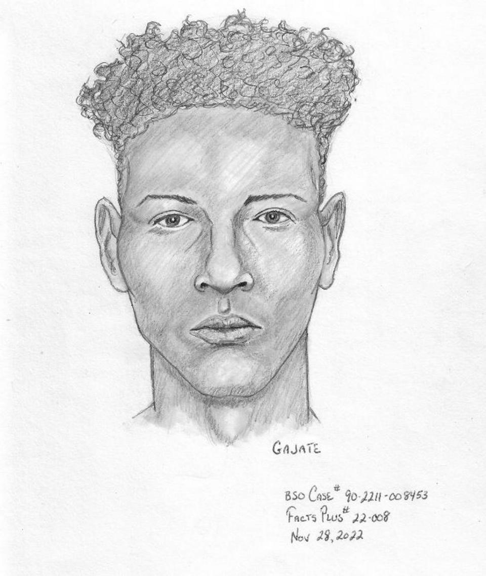 A composite sketch of the suspect in the Sunday night I-95 shooting that sent a man, a woman and a girl to the hospital.