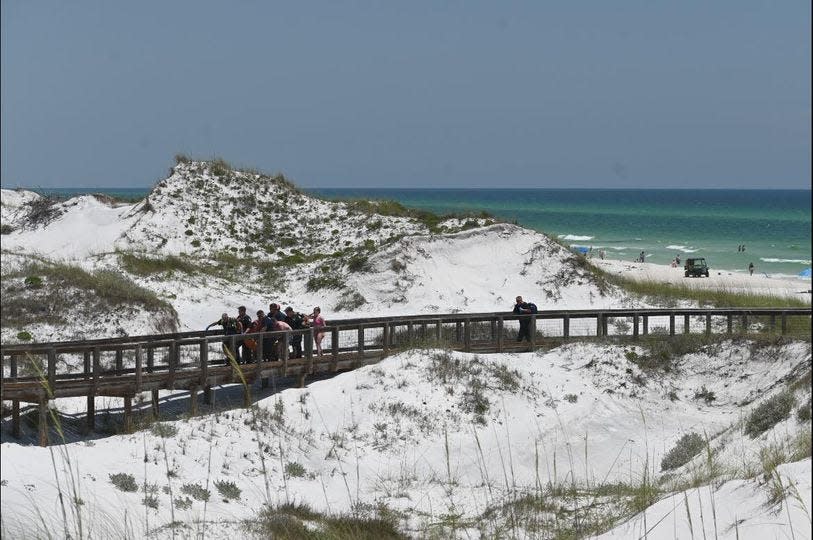 Florida panhandle beaches in Bay County and Walton County (shown here) had been under double-red flags due to an apparent shark attack on June 7, 2024.