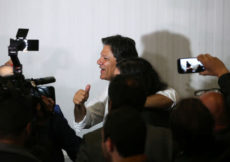 Fernando Haddad gestures during a news conference during a runoff election in Sao Paulo. REUTERS/Paulo Whitaker