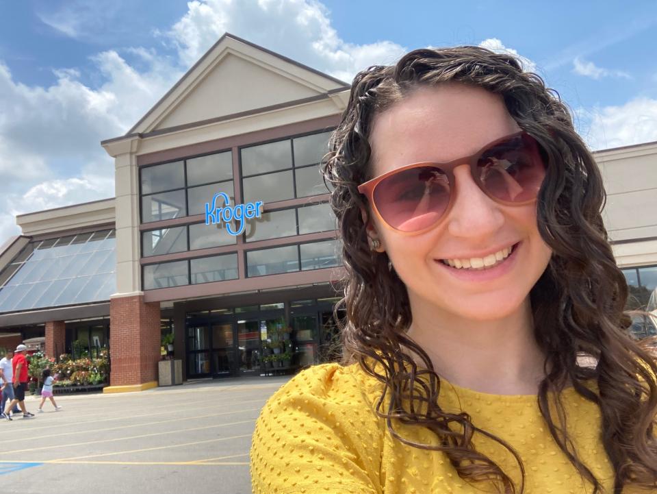 Insider reporter Talia Lakritz takes a selfie in front of Kroger