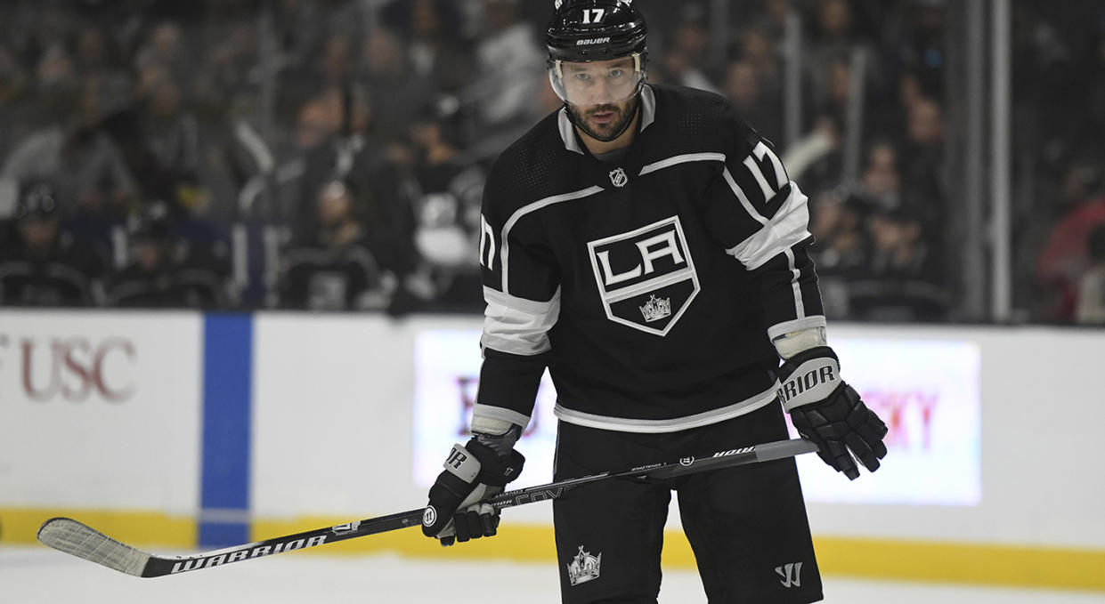 Los Angeles Kings left wing Ilya Kovalchuk, of Russia, during an NHL hockey game against the Vegas Golden Knights Sunday, Oct. 13, 2019, in Los Angeles. (AP Photo/Michael Owen Baker)