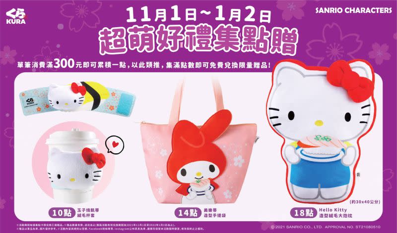 ▲加碼推出的滿額集點活動，竟有超大絨毛HELLO KITTY抱枕。（圖／藏壽司）