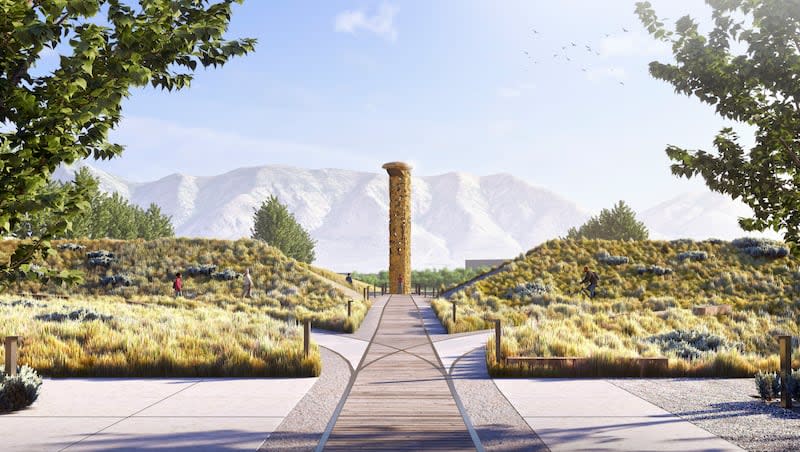 An artist rendering of the future Golden Spike State Monument, which will be located in Brigham City.