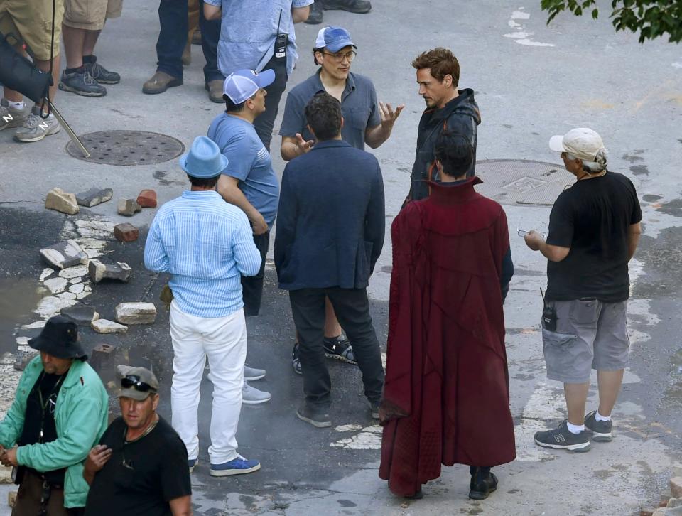 Benedict Cumberbatch and Robert Downey Jr assemble on-set for 'Avengers: Infinity War'