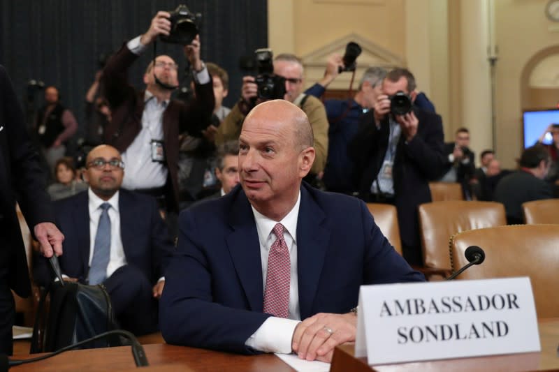 U.S. Ambassador to EU Sondland attends a House Intelligence Committee hearing on Trump impeachment inquiry in Washington