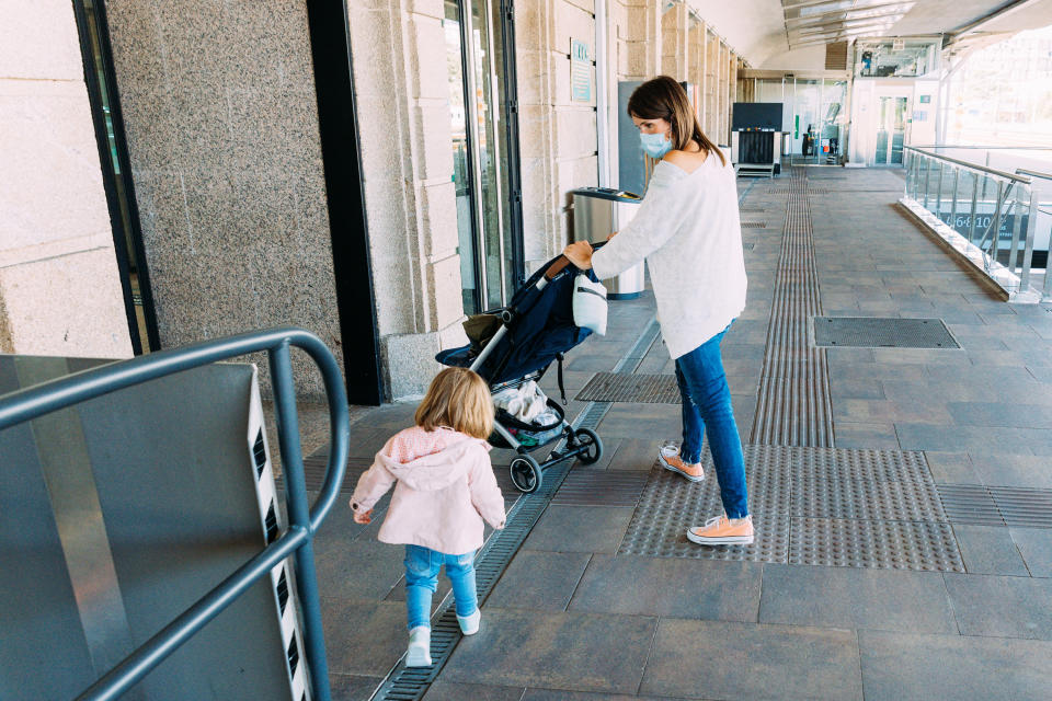 Woman and child at the airport