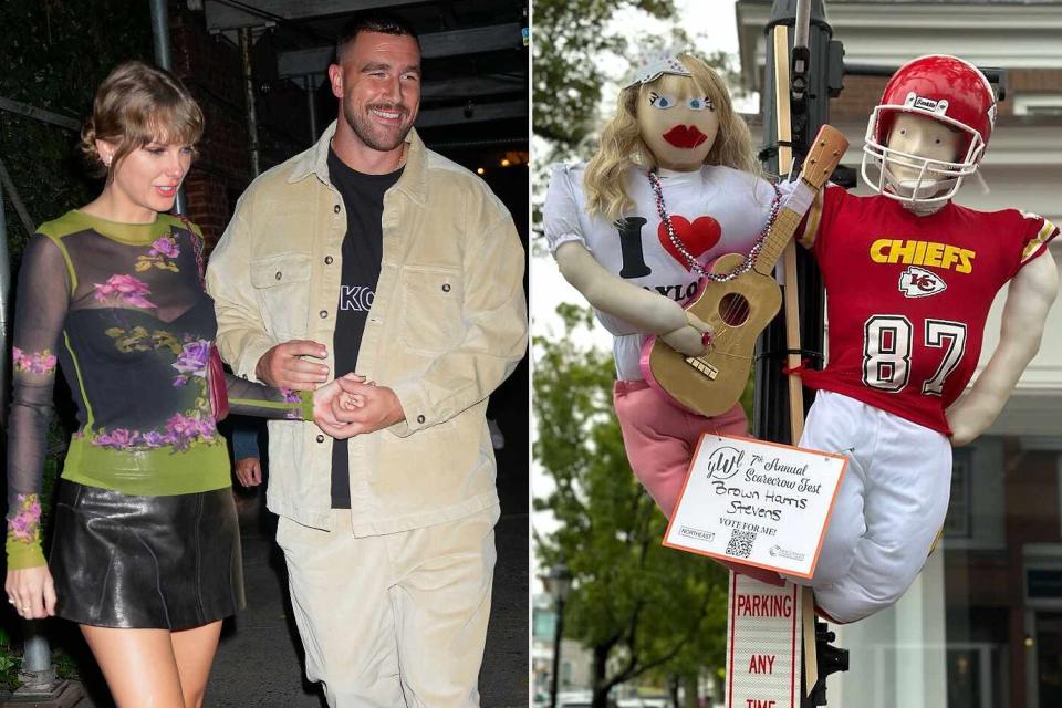<p>Gotham/GC Images; Emily Coughlin</p> Taylor Swift Fans Swarmed Restaurant Thinking She Was There — and Scarecrows Were Part of the Confusion