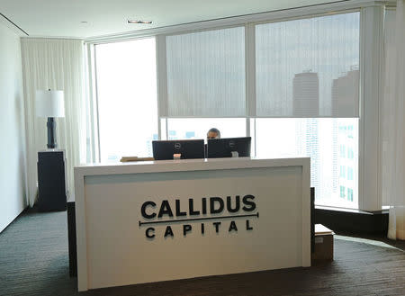 A sign shows the entrance to the offices of Callidus Capital in Toronto, Ontario, Canada July 6, 2017. Picture taken July 6, 2017. REUTERS/Chris Helgren