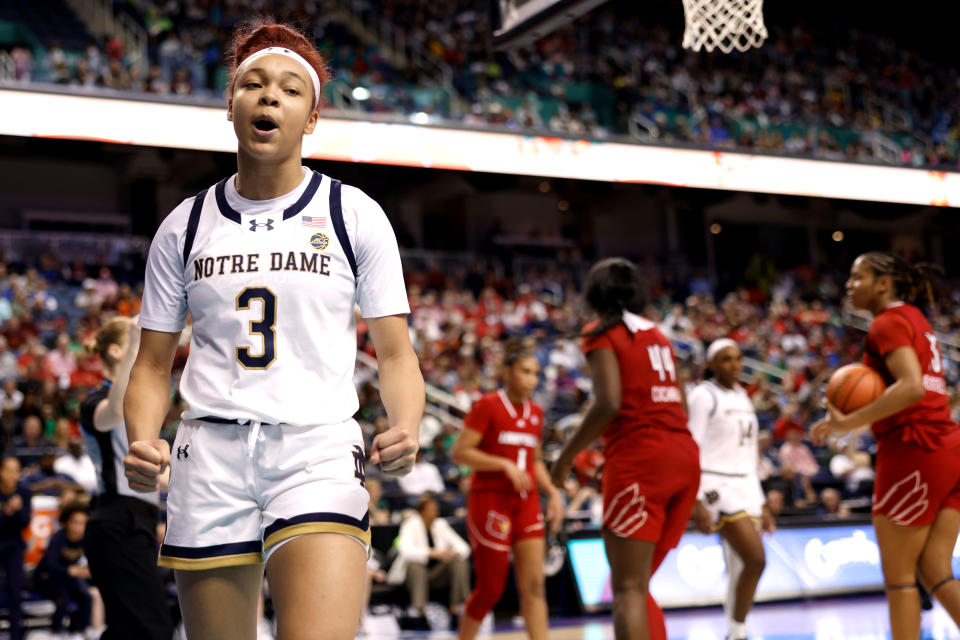 Hannah Hidalgo is a star on both ends of the court for Notre Dame. (Lance King/Getty Images)