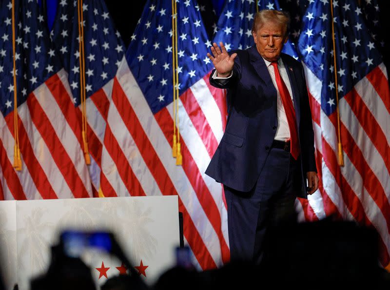 FILE PHOTO: Trump meets with supporters in West Palm Beach, Florida