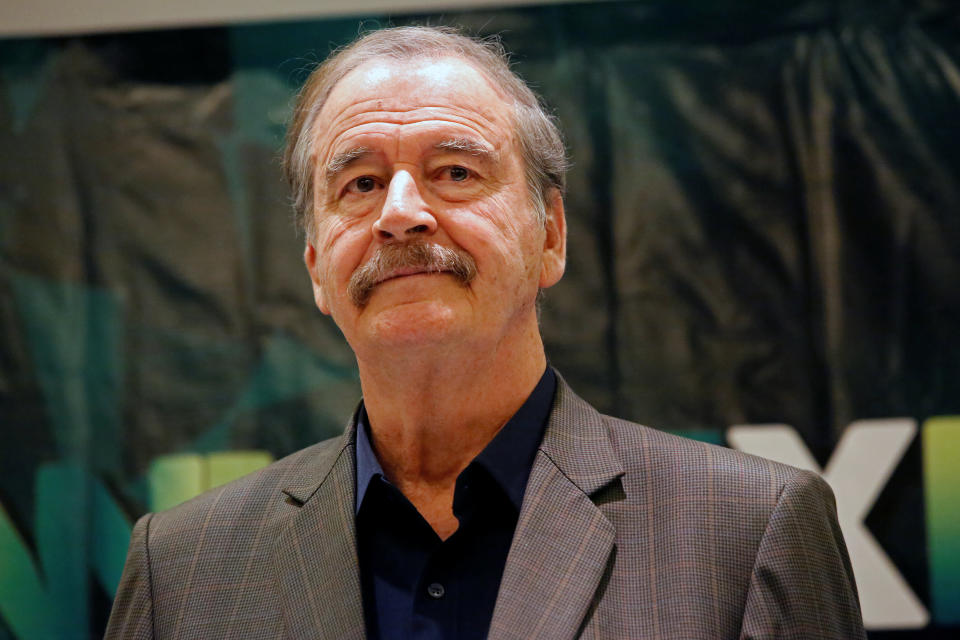 Former Mexican President Vicente Fox looks on during a news conference to announce the cannabis forum CannaMexico World Summit in Mexico City, Mexico April 11, 2018. REUTERS/Ginnette Riquelme