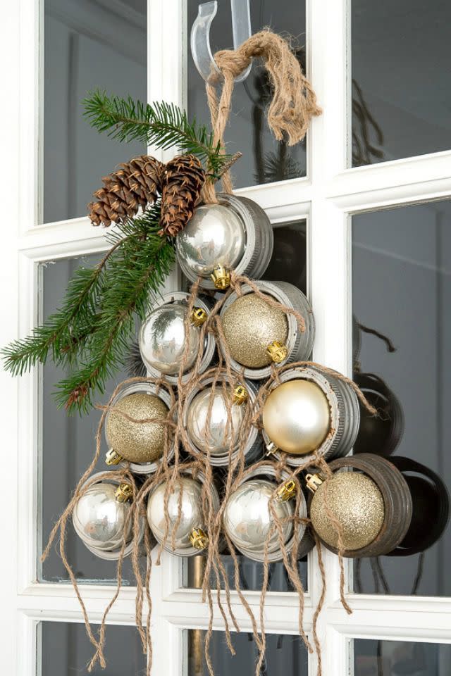 Mason Jar Christmas Tree Door Decoration