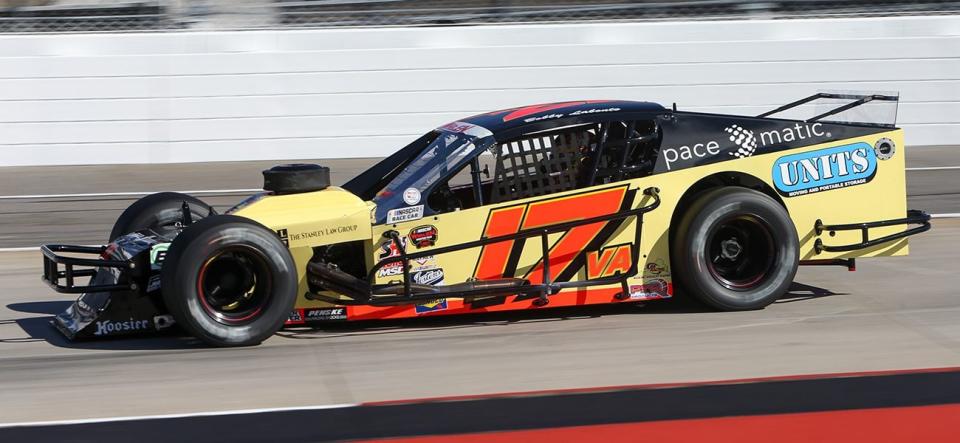 Bobby Labonte, driver of the No. 17 Pace-O-Matic Modified, during practice for the Virginia is for Racing Lovers 200 at Martinsville Speedway on Oct. 27, 2022. (Adam Fenwick/NASCAR)