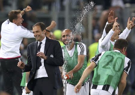 Football Soccer - Juventus v Milan - Italian Cup Final - Olympic stadium, Rome, Italy - 21/05/16 Juventus' coach Massimiliano Allegri reacts at the end of the match against AC Milan. REUTERS/Alessandro Bianchi