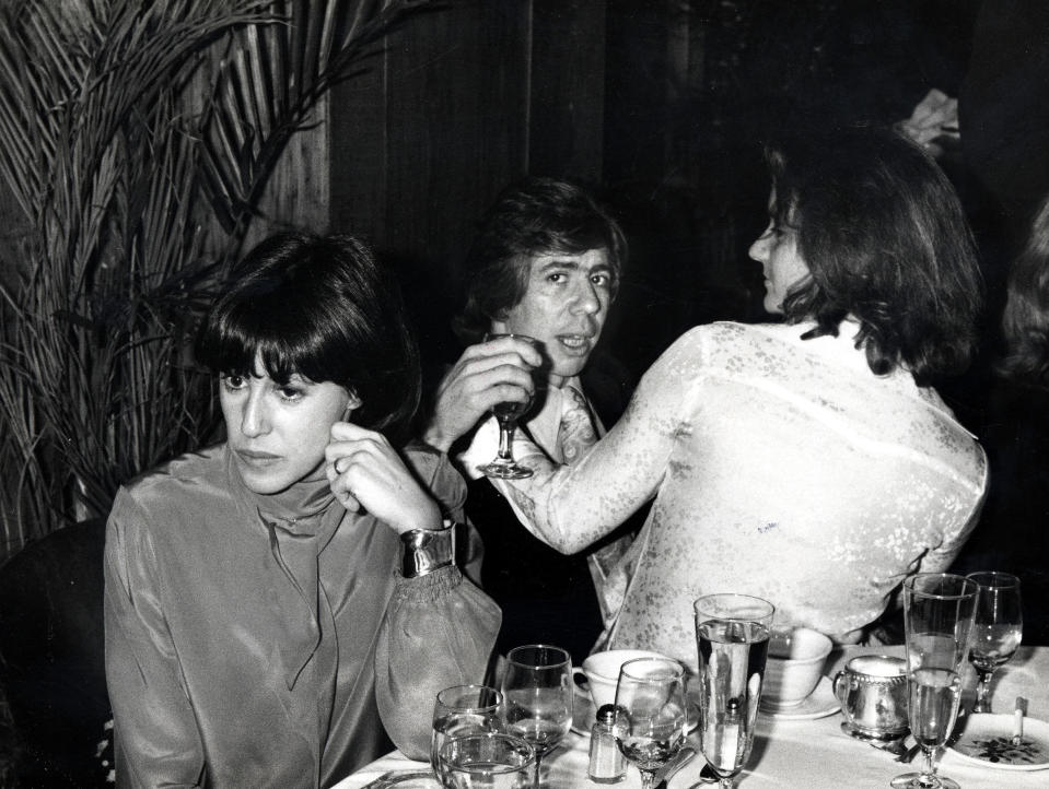 The marriage of Nora Ephron (left) and Carl Bernstein, pictured with another guest at a 1977 New York City event, was the subject of media gossip and scrutiny.<span class="copyright">Ron Galella Collection/Getty Images</span>