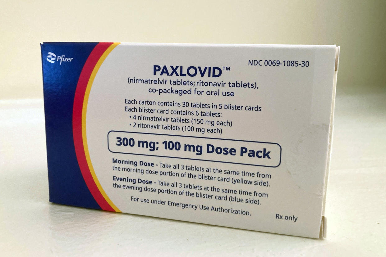 A box of the antiviral therapy Paxlovid.