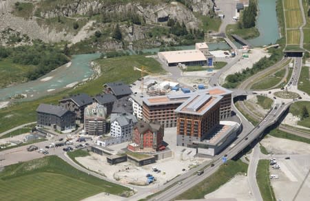 Genersal view shows the Andermatt Swiss Alps resort in Andermatt,