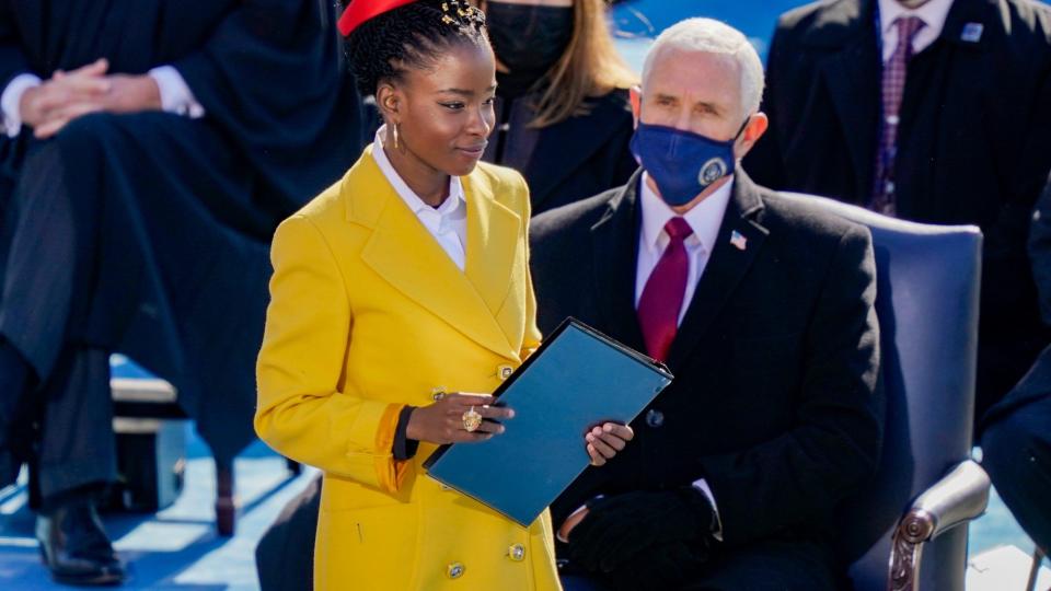 Poet Laureate Amanda Gorman prepares to speak at the inauguration of U.S. President Joe Biden