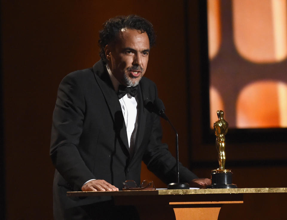 Iñárritu winning his second Best Director Oscar for “The Revenant” - Credit: Getty Images