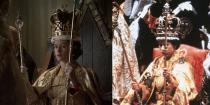 <p><em>The Crown </em>didn't stray from tradition for Queen Elizabeth's coronation. "We created all the dresses, the robes, the anointment gown and it was just a huge task," costume designer Michele Clapton told <a href="https://www.vanityfair.com/hollywood/2017/06/the-crown-queen-elizabeth-coronation" rel="nofollow noopener" target="_blank" data-ylk="slk:Vanity Fair;elm:context_link;itc:0;sec:content-canvas" class="link "><em>Vanity Fair</em></a>. "We had a work room with five or six people creating the principals’ costumes, and then various work rooms creating elements for the other dresses — embroidered pieces — just endless pieces."</p>