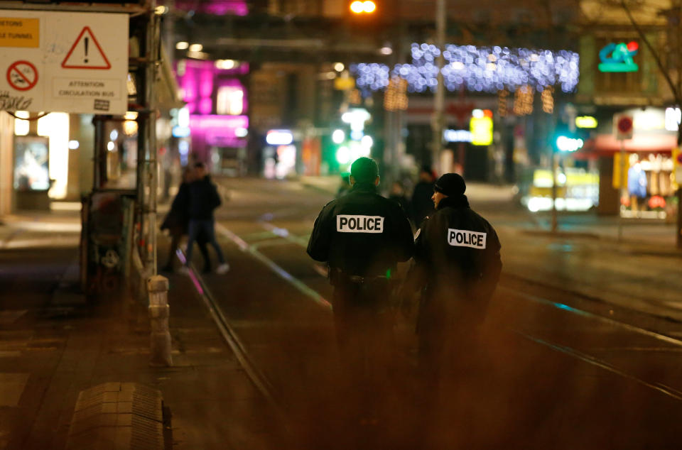 Police secure a street and the surrounding area after a shooting in Strasbourg. Image: Reuters