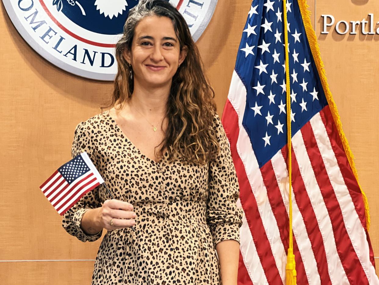 Conz Preti at her naturalization ceremony