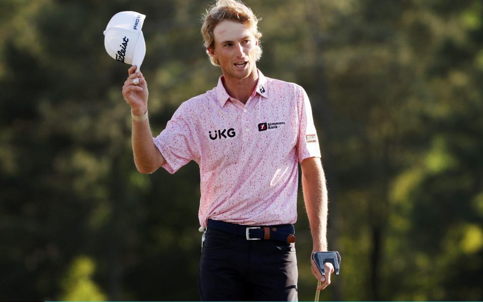 Will Zalatoris of the United States acknowledges the patrosduring the final round of the Masters at Augusta National Golf Club - Getty Images