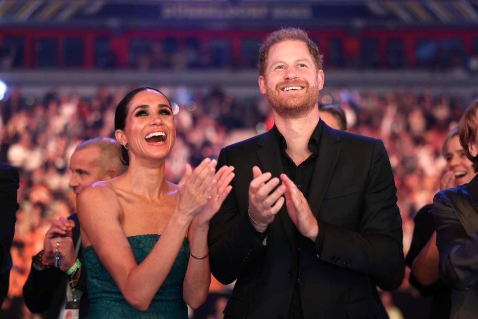 <p>Chris Jackson/Getty</p> Meghan Markle and Prince Harry at the 2023 Invictus Games in Germany