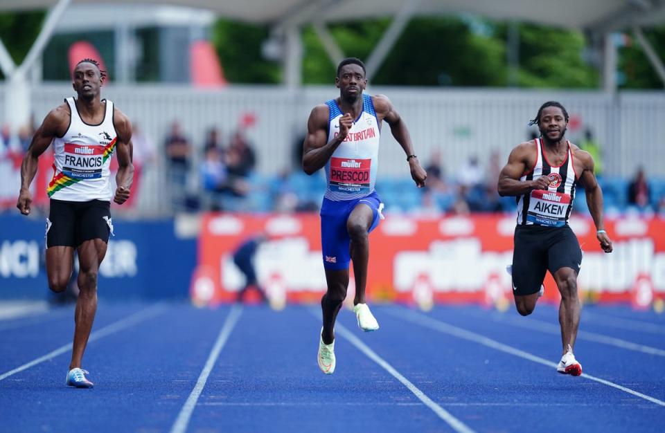 Reece Prescod posted the third fastest time ever by a British sprinter last month (PA)