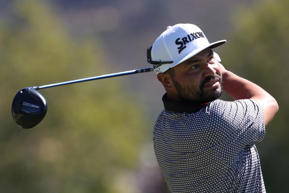 J.J. Spaun of the United States plays his shot from the 15th tee during the second round of the Procore Championship 2024 at Silverado Resort on September 13, 2024 in Napa, California. (Photo by Jed Jacobsohn/Getty Images)