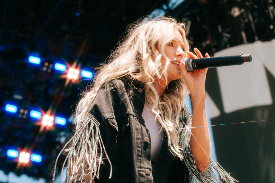 Mackenzie Carpenter performs on the Mane Stage during Stagecoach country music festival at the Empire Polo Club in Indio, Calif. on Friday, April 28, 2023.