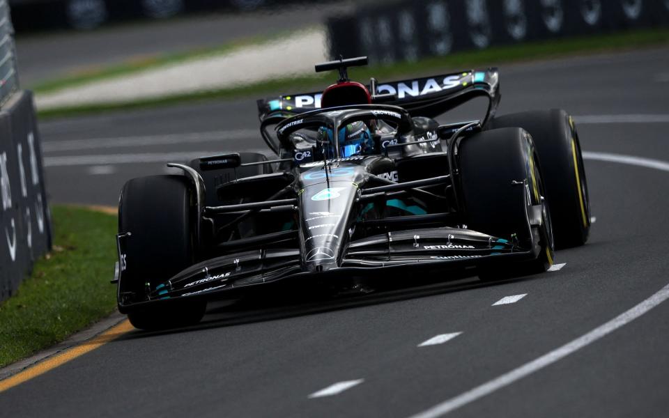 Mercedes' British driver George Russell drives during the first practice session of the 2023 Formula One Australian Grand Prix - Martin keep/Getty Images