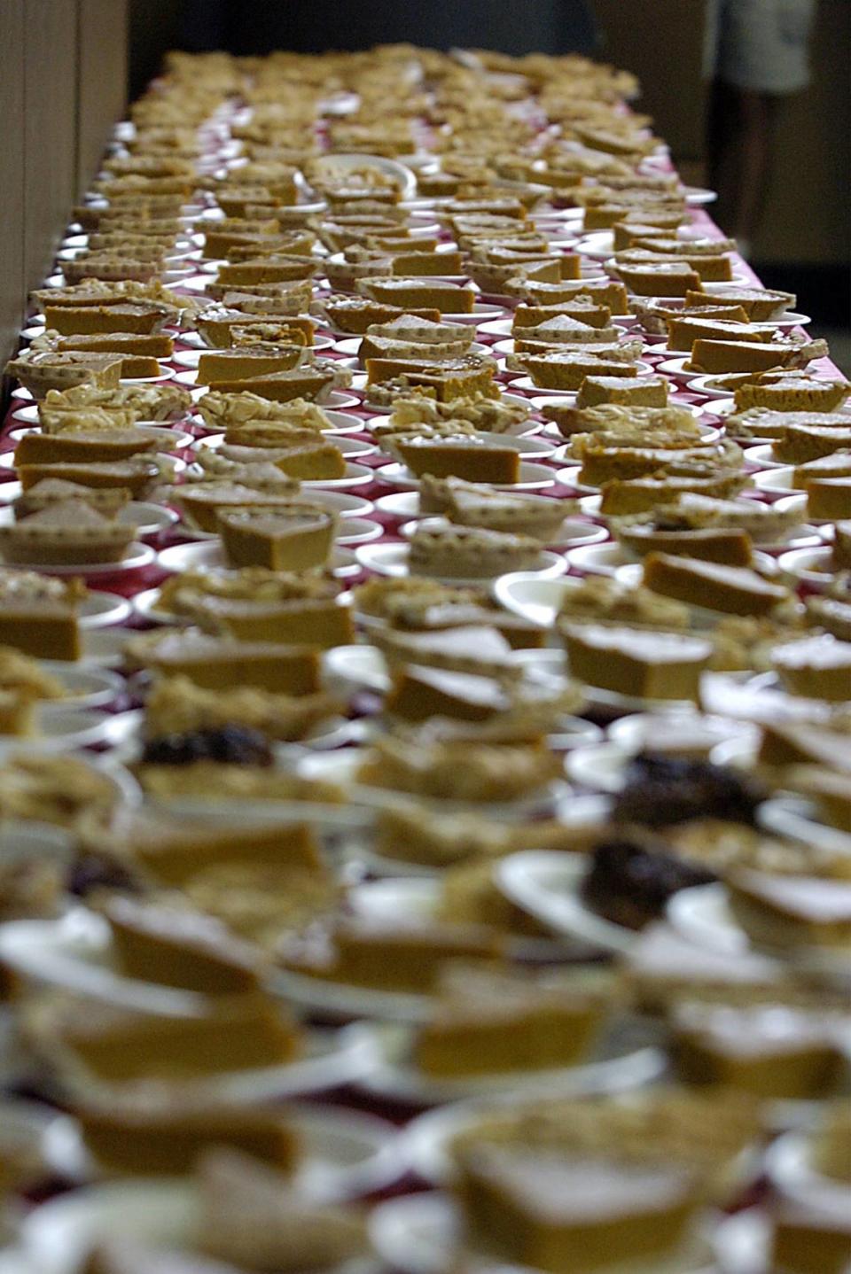 These aren’t this year’s pies (in fact they are from Thanksgiving a few years ago), but the Salvation Army promises “pies as far as the eye can see” for their Christmas day meal this year.