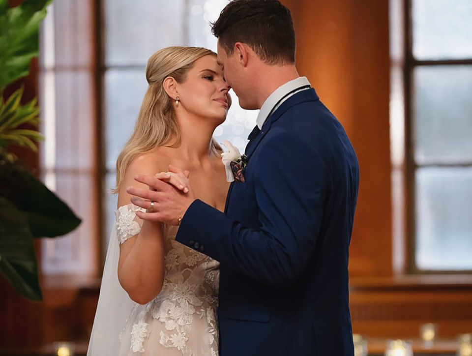 MAFS' Olivia and Jackson dancing at their wedding.