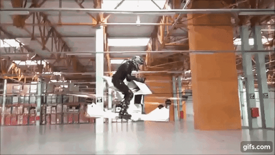 The hoverbike prototype, dubbed Scorpion-3, is capable of lifting itself and a driver into the air. <cite>Hoversurf/YouTube</cite>