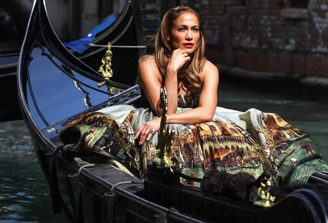 Jennifer Lopez Stuns in Dolce & Gabbana Gown for Gondola Photo Shoot as She  and Ben Affleck Depart Venice