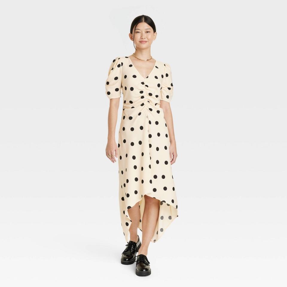 <p><a href="https://www.target.com/p/women-39-s-crepe-short-sleeve-midi-dress-a-new-day-8482-beige-polka-dots-m/-/A-89402183" rel="nofollow noopener" target="_blank" data-ylk="slk:Shop Now;elm:context_link;itc:0;sec:content-canvas" class="link ">Shop Now</a></p><p>Crepe Short Sleeve Dress </p><p>target.com</p><p>$35.00</p><span class="copyright">A New Day</span>