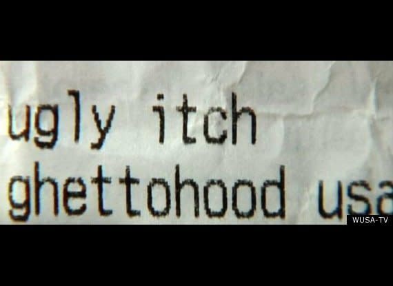A Maryland woman got a little something extra along with her refund when she discovered that an <a href="http://www.huffingtonpost.com/2012/03/13/radio-shack-receipt-ugly-itch-insults-shanae-lewis_n_1342834.html" target="_hplink">associate deemed her an 'ugly itch'</a> from 'ghettohood, USA'. 